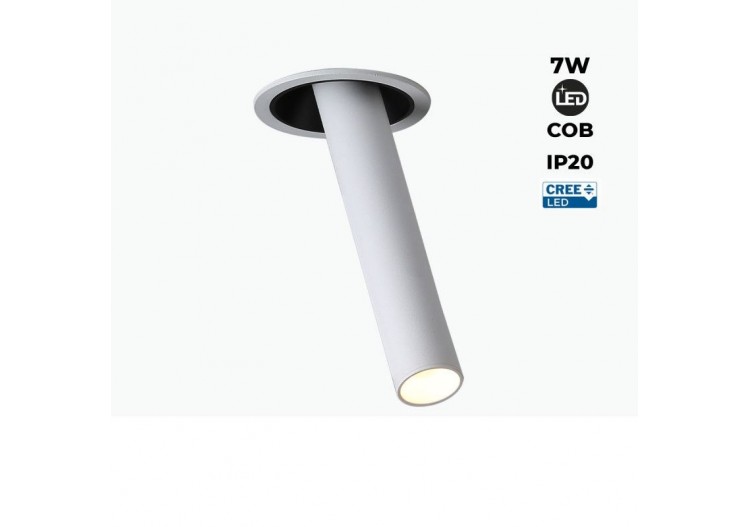 Spot LED encastré orientable "ALAI"-Zoom-200mm-2800K-LED COB-Puce Cree-7W - B861-B - Barcelona LED