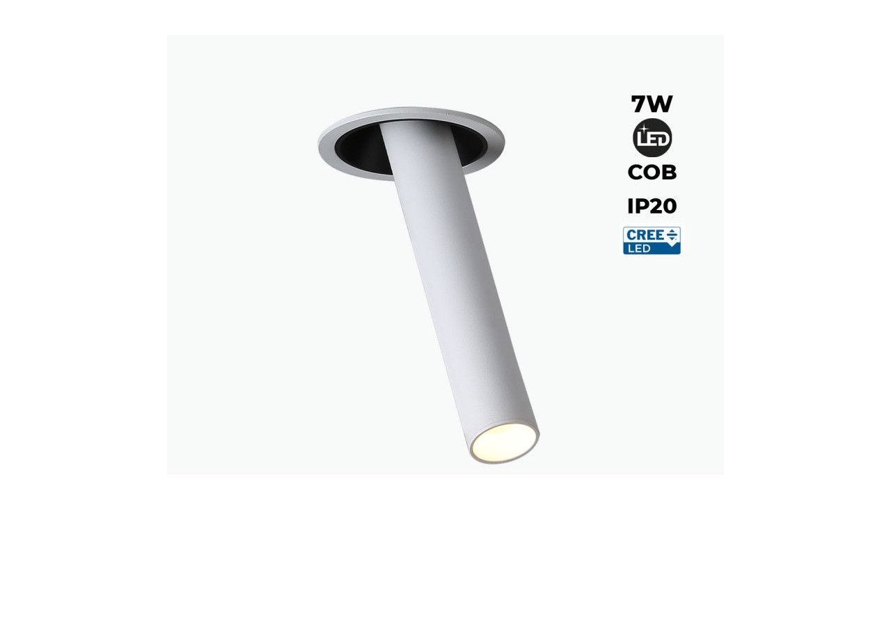 Spot LED encastré orientable "ALAI"-Zoom-200mm-2800K-LED COB-Puce Cree-7W - B861-B - Barcelona LED