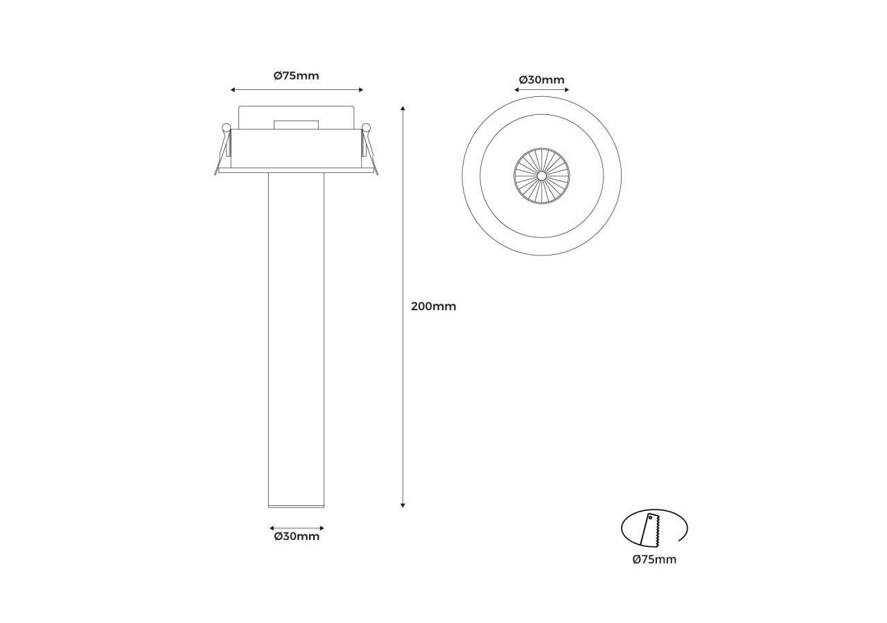 Spot LED encastré orientable "ALAI"-Zoom-200mm-2800K-LED COB-Puce Cree-7W - B861-B - Barcelona LED