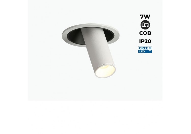Spot LED encastré orientable "ALAI"-Zoom-100mm-2800K-LED COB-Puce Cree-7W - B860-B - Barcelona LED