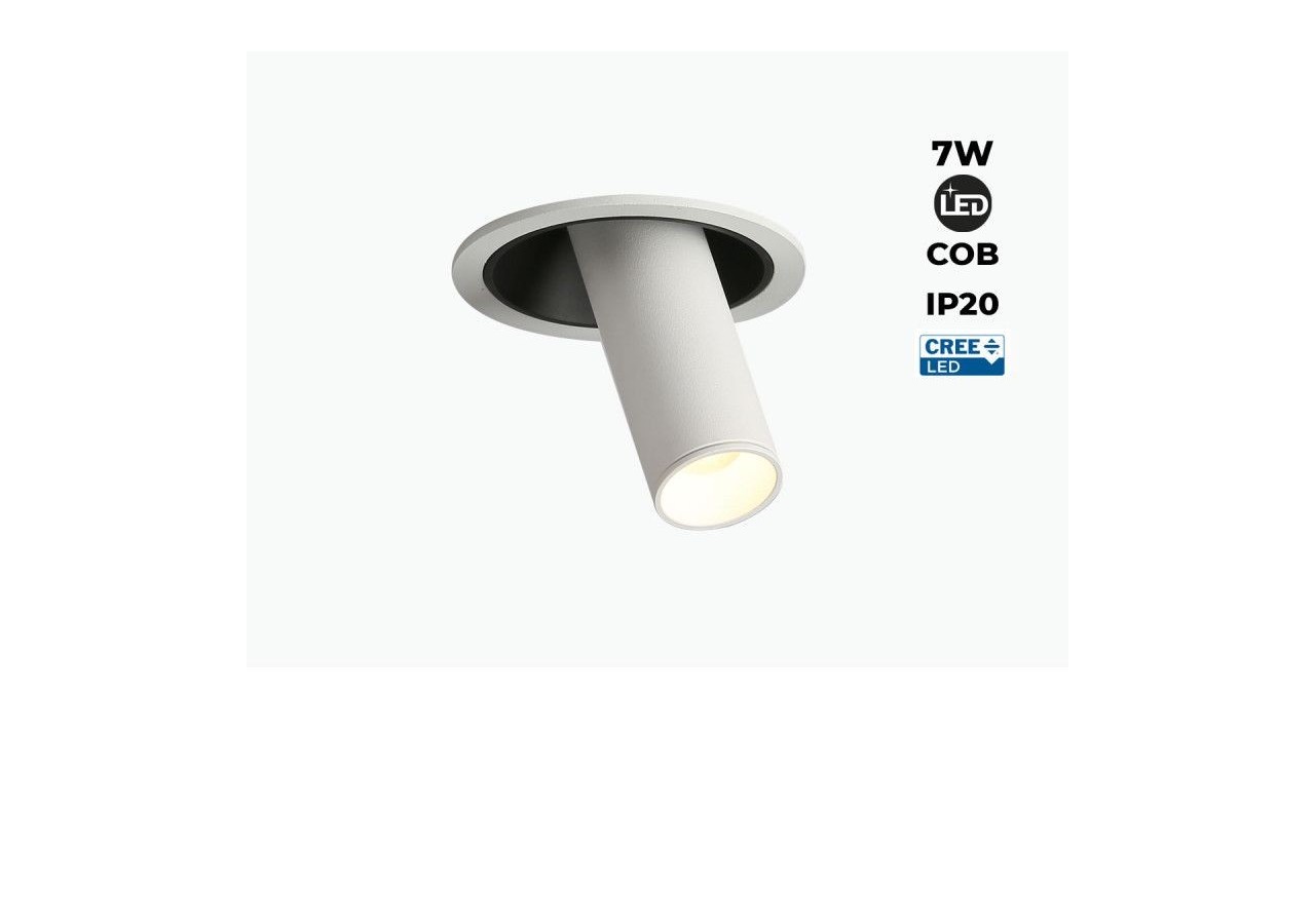 Spot LED encastré orientable "ALAI"-Zoom-100mm-2800K-LED COB-Puce Cree-7W - B860-B - Barcelona LED