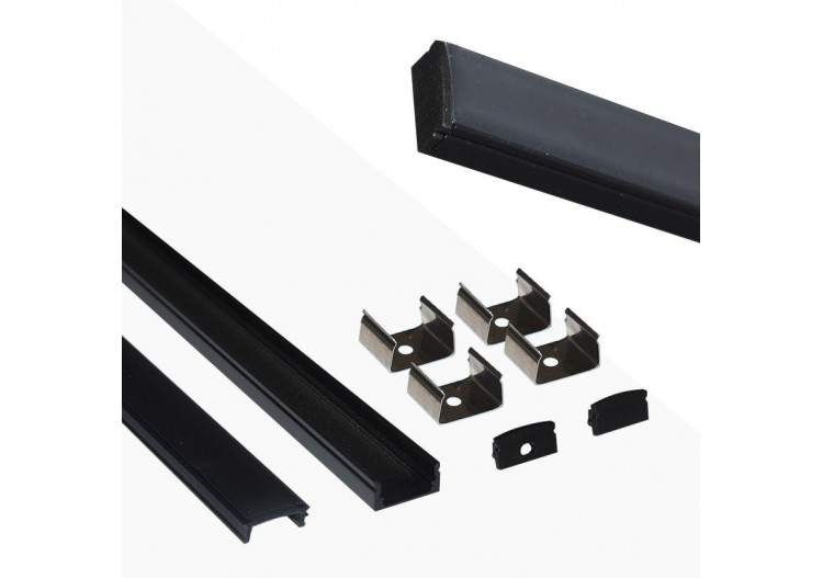 Profilé saillie en aluminium pour bande LED avec diffuseur-17x8mm-4 clips-2 embouts-2m - KPERF17X8-N - Barcelona LED