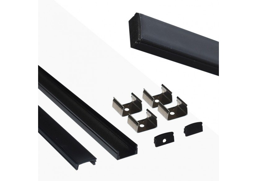 Profilé saillie en aluminium pour bande LED avec diffuseur-17x8mm-4 clips-2 embouts-2m - KPERF17X8-N - Barcelona LED Profilé saillie en aluminium pour bande LED avec diffuseur-17x8mm-4 clips-2 embouts-2m - KPERF17X8-N - Barcelona LED