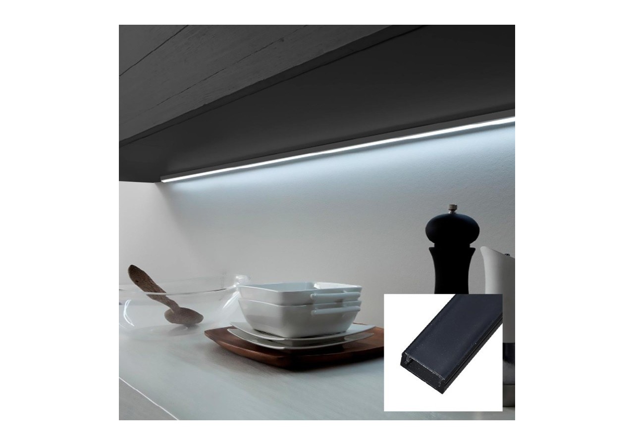 Profilé saillie en aluminium pour bande LED avec diffuseur-17x8mm-4 clips-2 embouts-2m - KPERF17X8-N - Barcelona LED