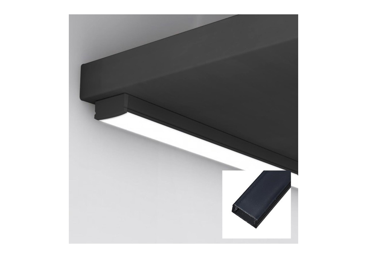 Profilé saillie en aluminium pour bande LED avec diffuseur-17x8mm-4 clips-2 embouts-2m - KPERF17X8-N - Barcelona LED