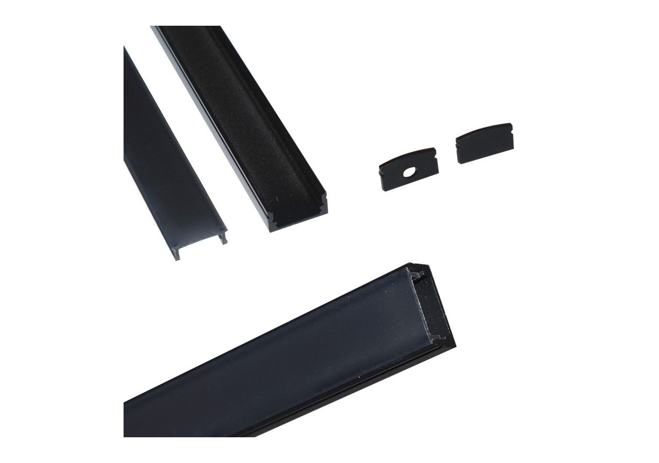 Profilé saillie en aluminium pour bande LED avec diffuseur-17x8mm-4 clips-2 embouts-2m - KPERF17X8-N - Barcelona LED
