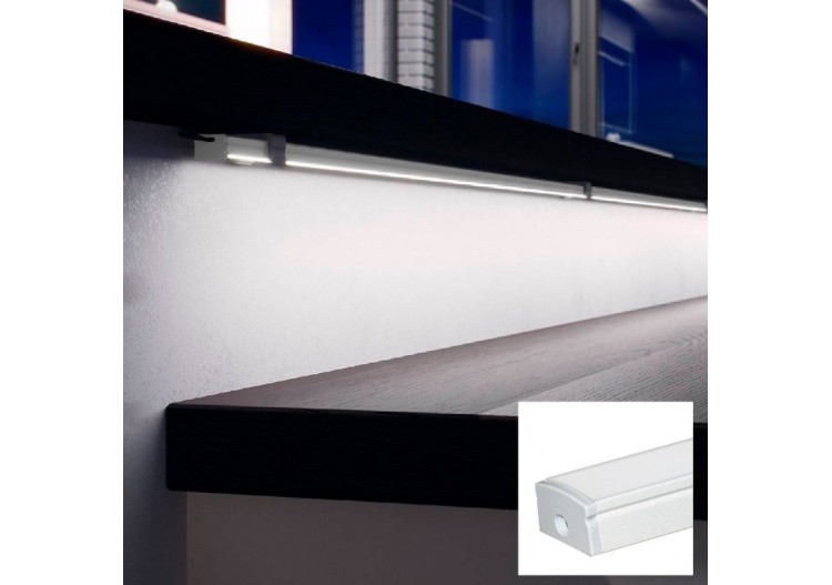 Profilé saillie en aluminium pour bande LED avec diffuseur-17x8mm-4 clips-2 embouts-2m - KPERF17X8-B - Barcelona LED 2