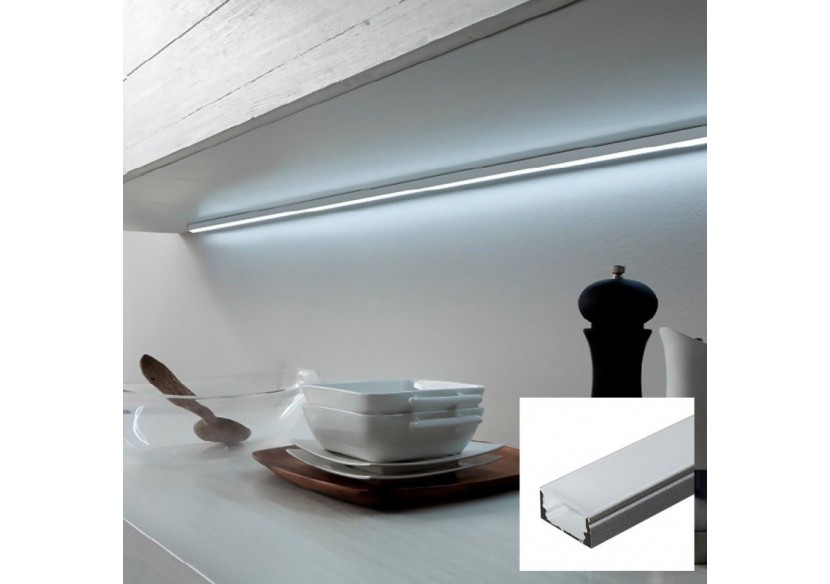 Profilé saillie en aluminium pour bande LED avec diffuseur-17x8mm-4 clips-2 embouts-2m - KPERF17X8-P - Barcelona LED Profilé saillie en aluminium pour bande LED avec diffuseur-17x8mm-4 clips-2 embouts-2m - KPERF17X8-P - Barcelona LED