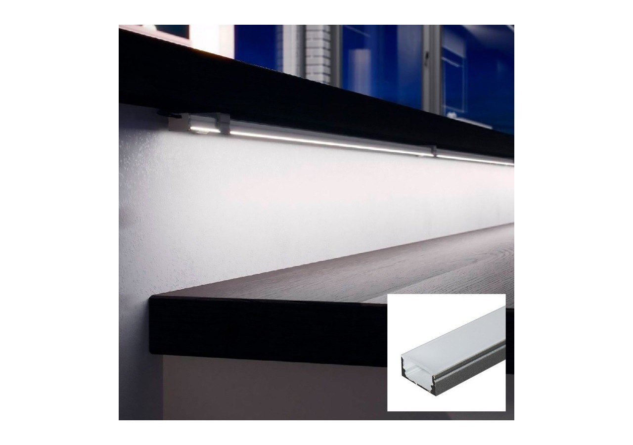 Profilé saillie en aluminium pour bande LED avec diffuseur-17x8mm-4 clips-2 embouts-2m - KPERF17X8-P - Barcelona LED