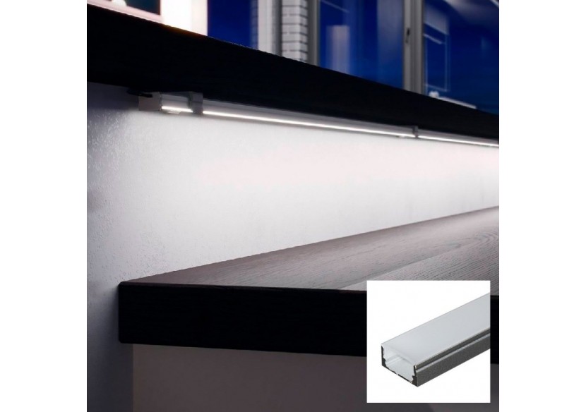 Profilé saillie en aluminium pour bande LED avec diffuseur-17x8mm-4 clips-2 embouts-2m - KPERF17X8-P - Barcelona LED Profilé saillie en aluminium pour bande LED avec diffuseur-17x8mm-4 clips-2 embouts-2m - KPERF17X8-P - Barcelona LED