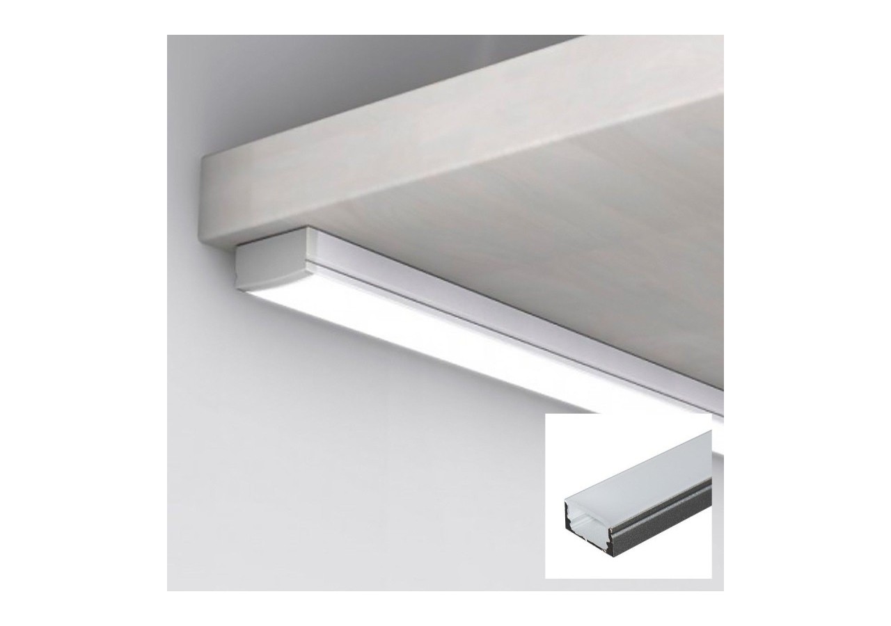 Profilé saillie en aluminium pour bande LED avec diffuseur-17x8mm-4 clips-2 embouts-2m - KPERF17X8-P - Barcelona LED