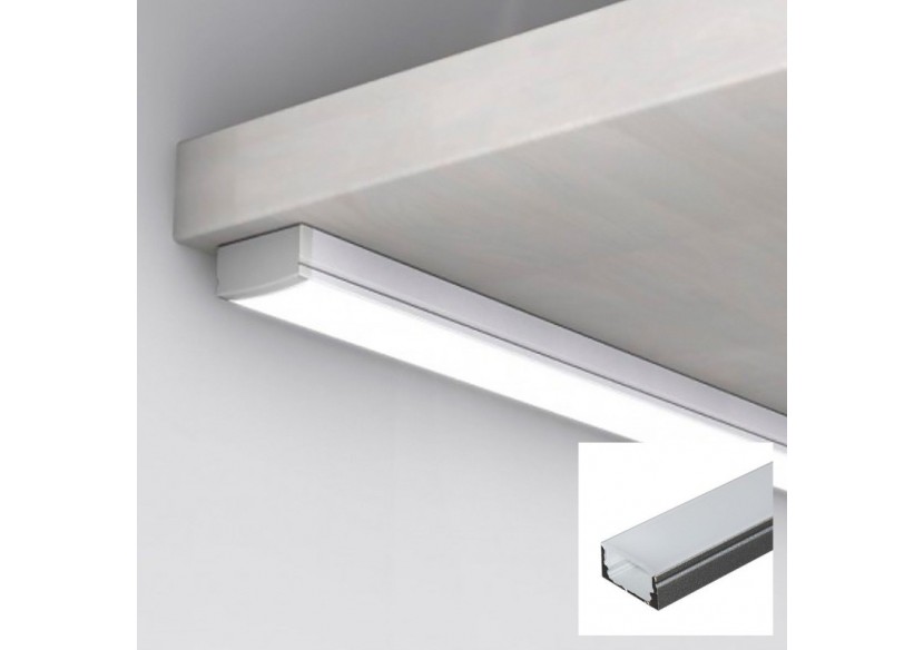 Profilé saillie en aluminium pour bande LED avec diffuseur-17x8mm-4 clips-2 embouts-2m - KPERF17X8-P - Barcelona LED Profilé saillie en aluminium pour bande LED avec diffuseur-17x8mm-4 clips-2 embouts-2m - KPERF17X8-P - Barcelona LED