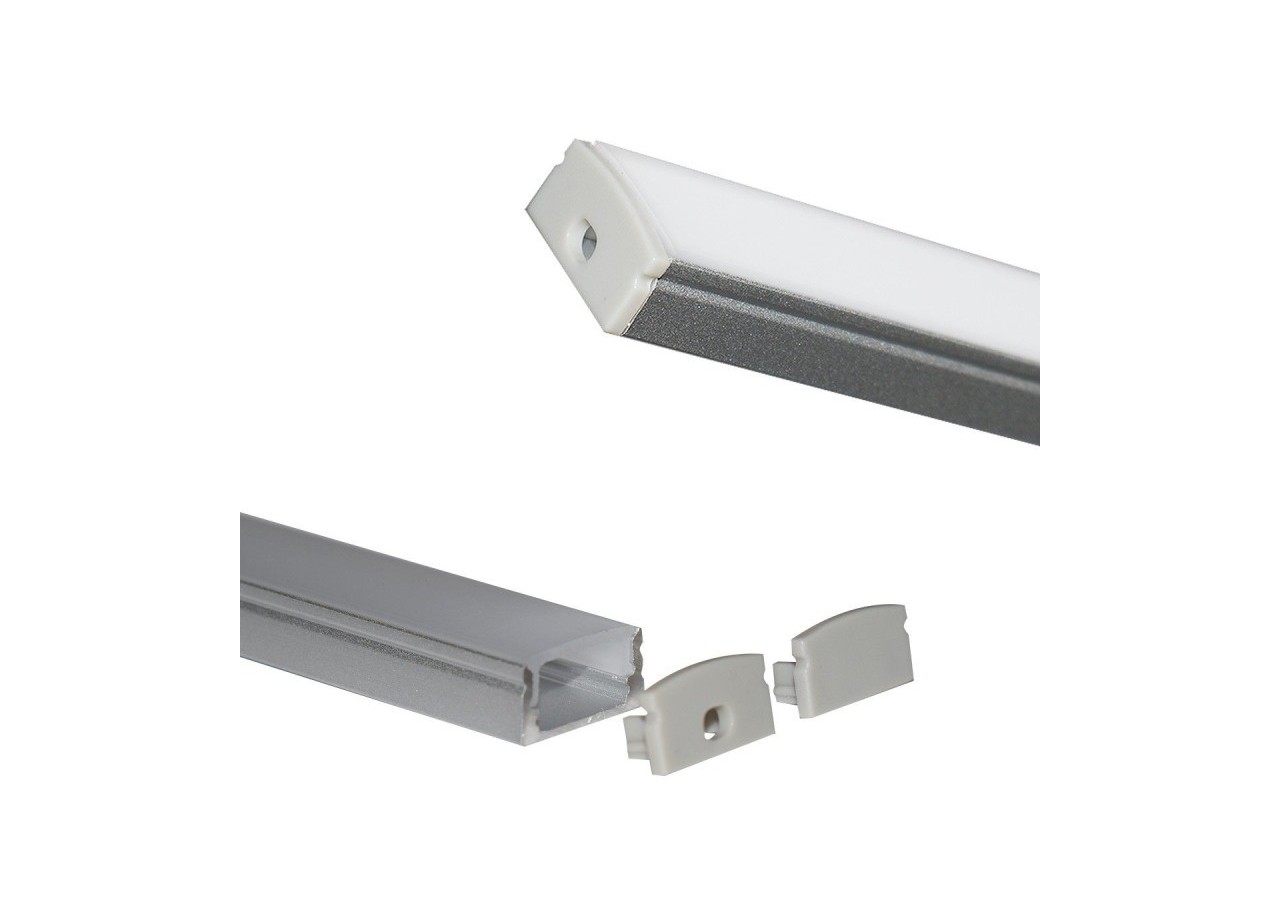 Profilé saillie en aluminium pour bande LED avec diffuseur-17x8mm-4 clips-2 embouts-2m - KPERF17X8-P - Barcelona LED