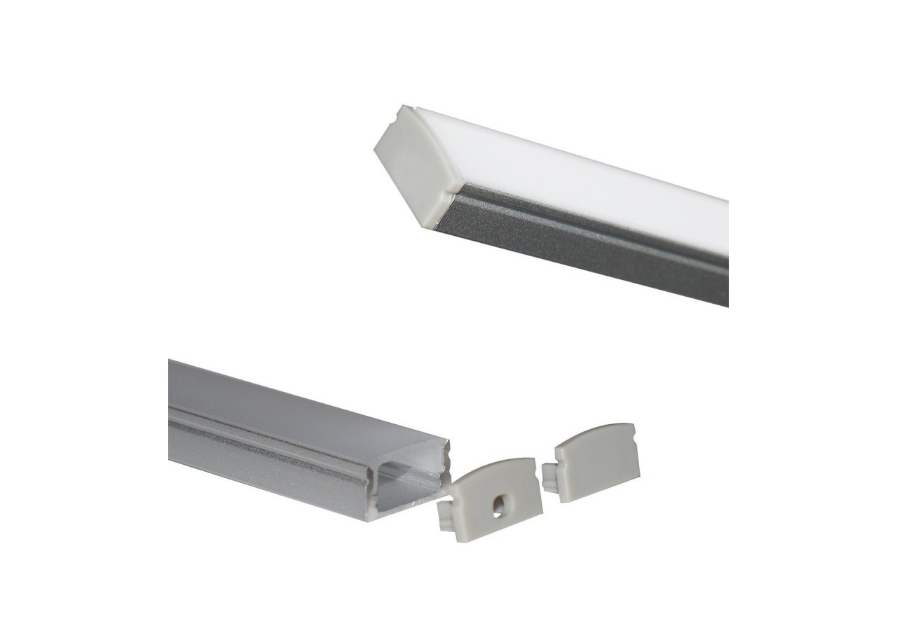 Profilé saillie en aluminium pour bande LED avec diffuseur-17x8mm-4 clips-2 embouts-2m - KPERF17X8-P - Barcelona LED