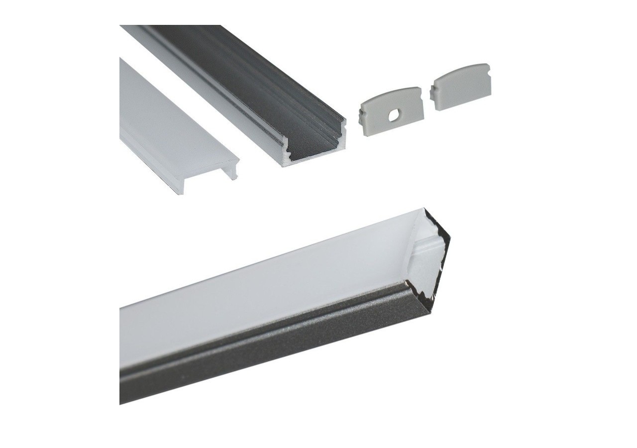 Profilé saillie en aluminium pour bande LED avec diffuseur-17x8mm-4 clips-2 embouts-2m - KPERF17X8-P - Barcelona LED