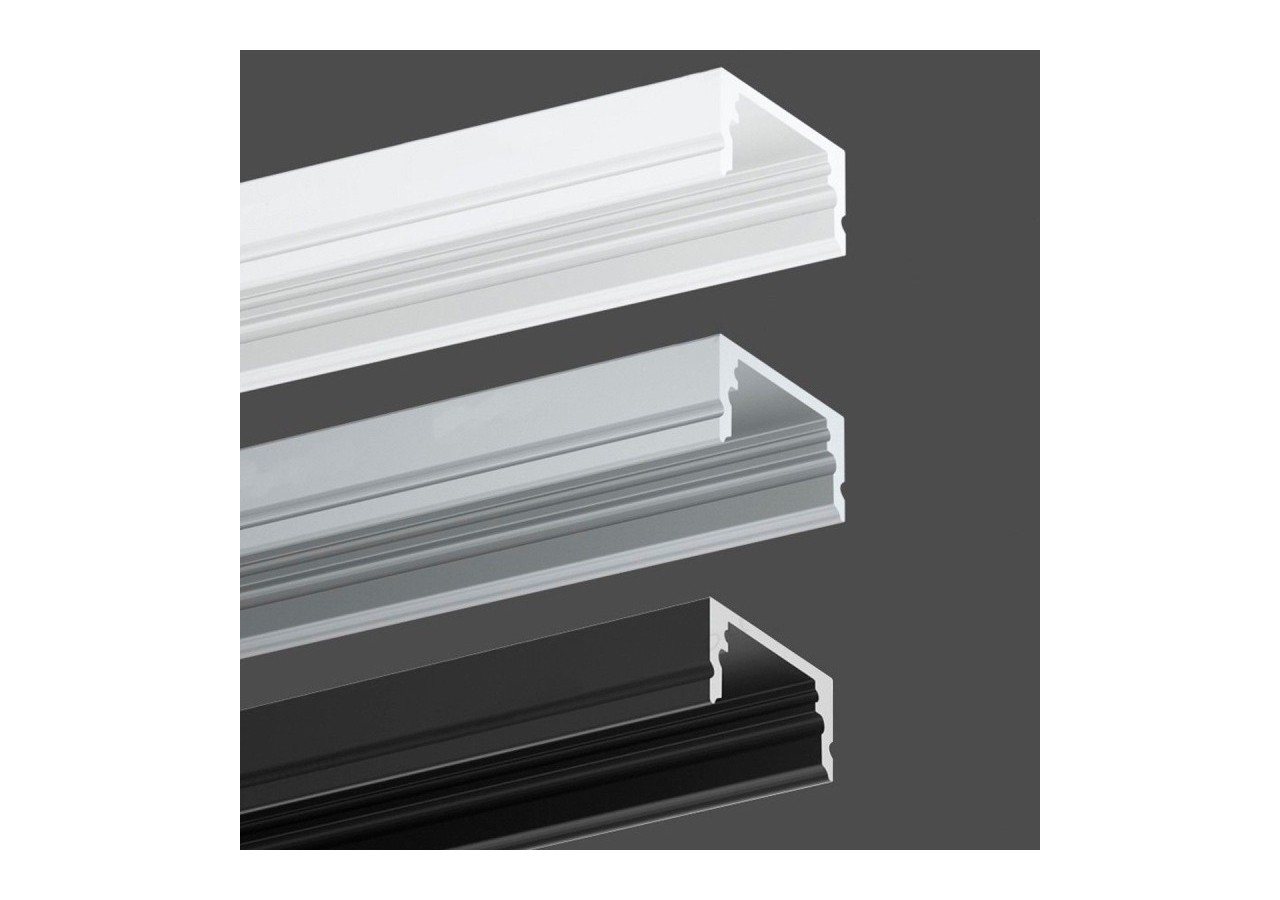 Profilé saillie en aluminium pour bande LED avec diffuseur-17x8mm-4 clips-2 embouts-2m - KPERF17X8-P - Barcelona LED