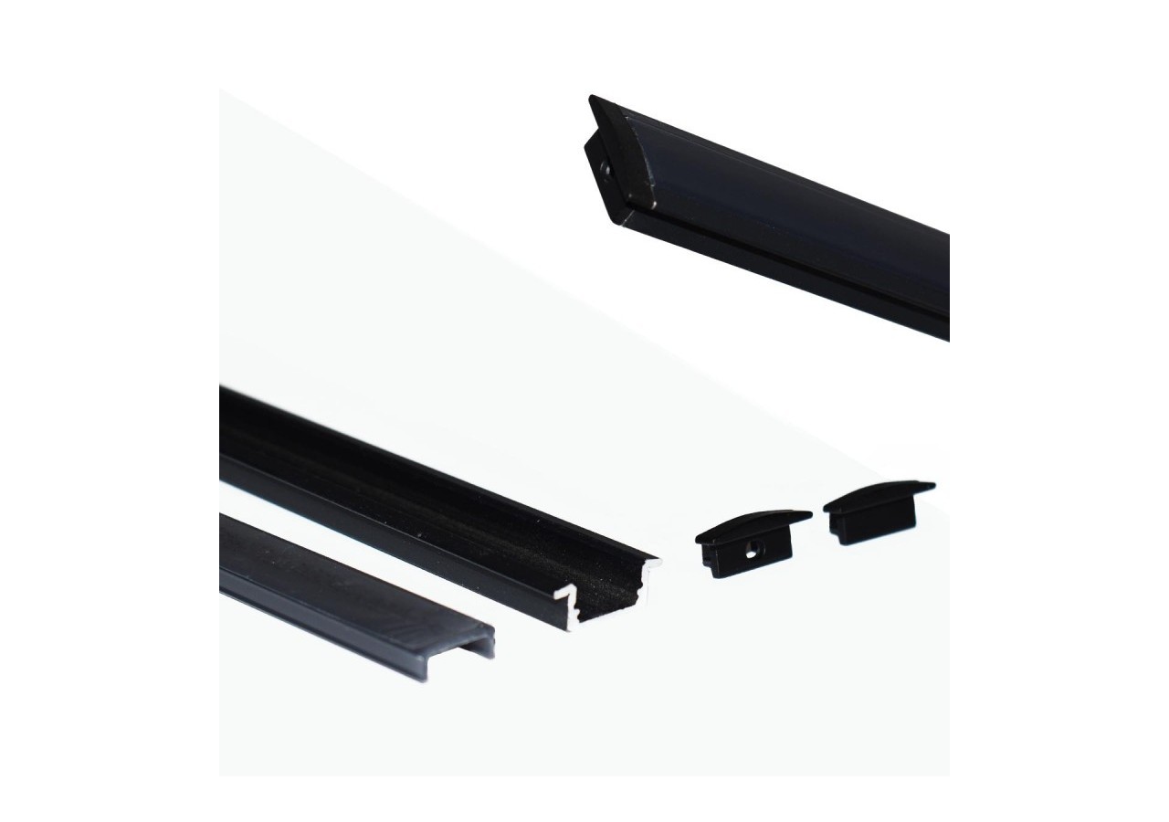 Profilé encastré en aluminium pour bande LED avec diffuseur-23x8mm-2 embouts-2m - KPERF23X8-N - Barcelona LED