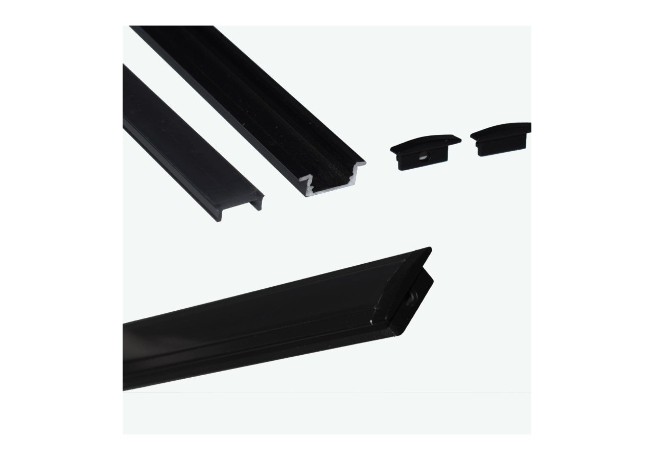 Profilé encastré en aluminium pour bande LED avec diffuseur-23x8mm-2 embouts-2m - KPERF23X8-N - Barcelona LED