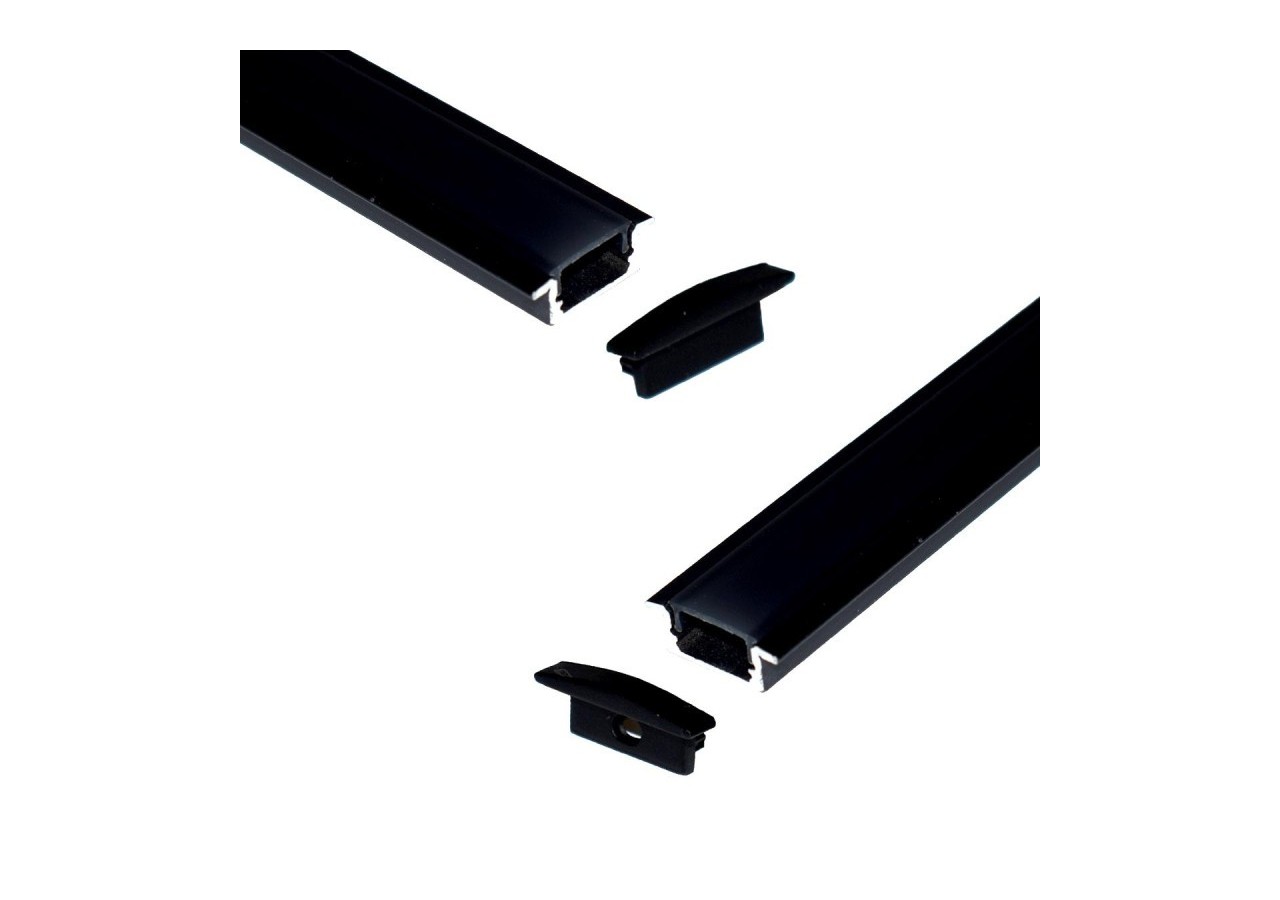 Profilé encastré en aluminium pour bande LED avec diffuseur-23x8mm-2 embouts-2m - KPERF23X8-N - Barcelona LED