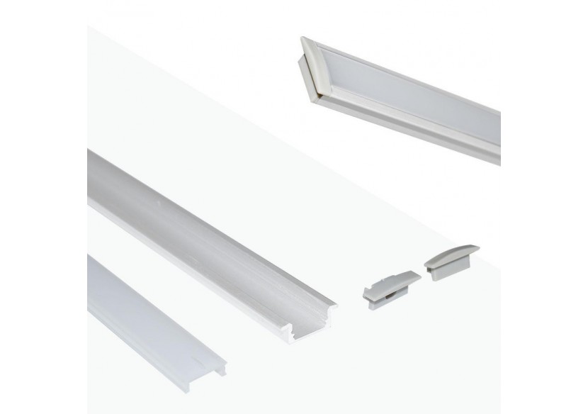 Profilé encastré en aluminium pour bande LED avec diffuseur-23x8mm-2 embouts-2m - KPERF23X8-B - Barcelona LED Profilé encastré en aluminium pour bande LED avec diffuseur-23x8mm-2 embouts-2m - KPERF23X8-B - Barcelona LED