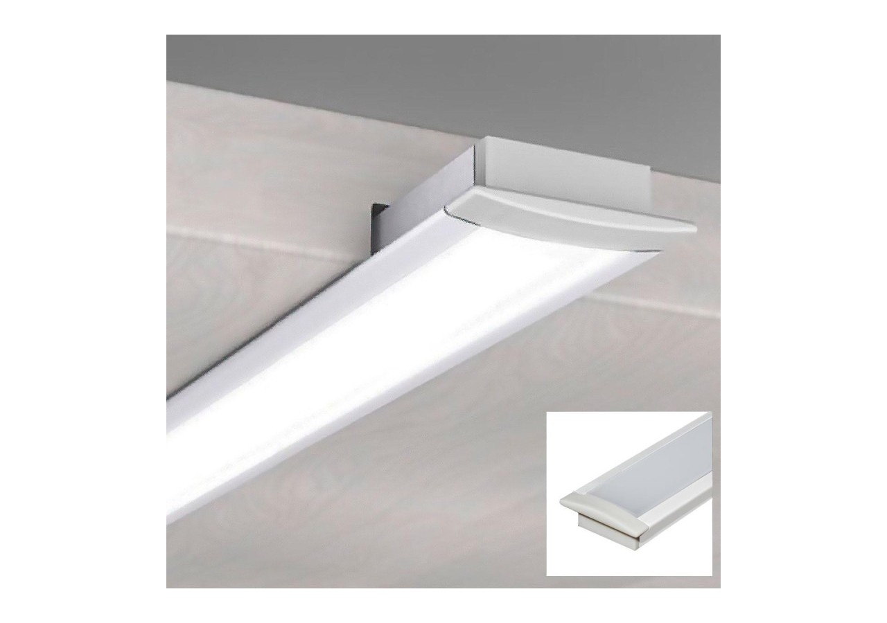 Profilé encastré en aluminium pour bande LED avec diffuseur-23x8mm-2 embouts-2m - KPERF23X8-B - Barcelona LED
