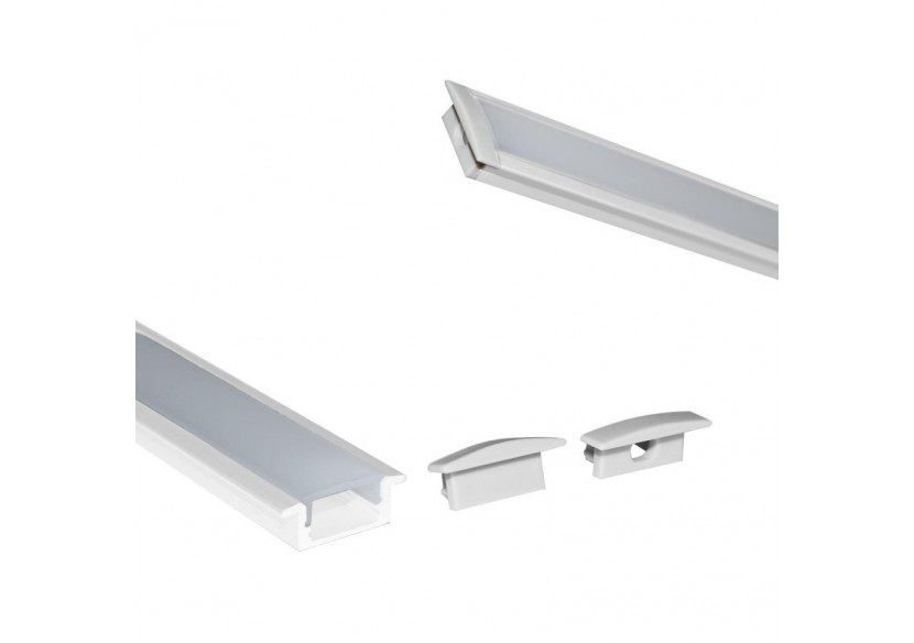Profilé encastré en aluminium pour bande LED avec diffuseur-23x8mm-2 embouts-2m - KPERF23X8-B - Barcelona LED Profilé encastré en aluminium pour bande LED avec diffuseur-23x8mm-2 embouts-2m - KPERF23X8-B - Barcelona LED