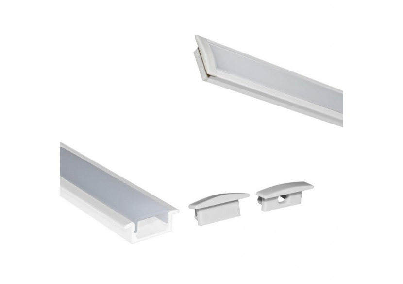 Profilé encastré en aluminium pour bande LED avec diffuseur-23x8mm-2 embouts-2m - KPERF23X8-B - Barcelona LED Profilé encastré en aluminium pour bande LED avec diffuseur-23x8mm-2 embouts-2m - KPERF23X8-B - Barcelona LED