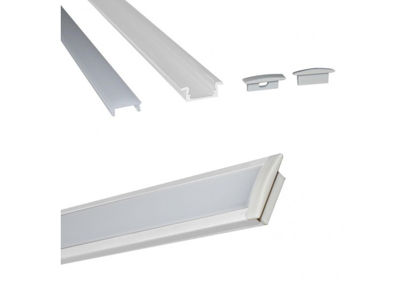 Profilé encastré en aluminium pour bande LED avec diffuseur-23x8mm-2 embouts-2m - KPERF23X8-B - Barcelona LED Profilé encastré en aluminium pour bande LED avec diffuseur-23x8mm-2 embouts-2m - KPERF23X8-B - Barcelona LED
