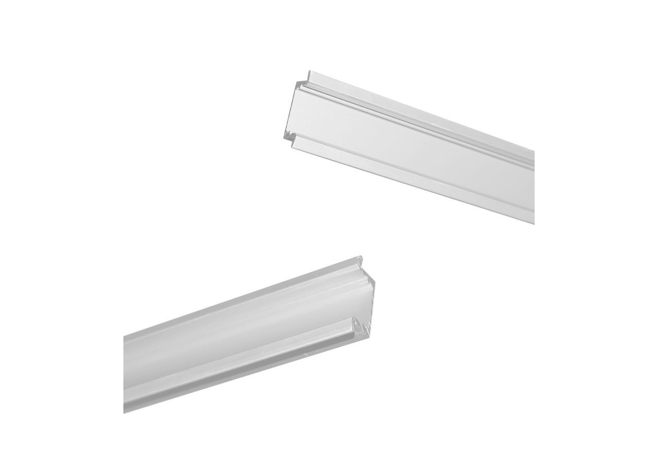 Profilé encastré en aluminium pour bande LED avec diffuseur-23x8mm-2 embouts-2m - KPERF23X8-B - Barcelona LED