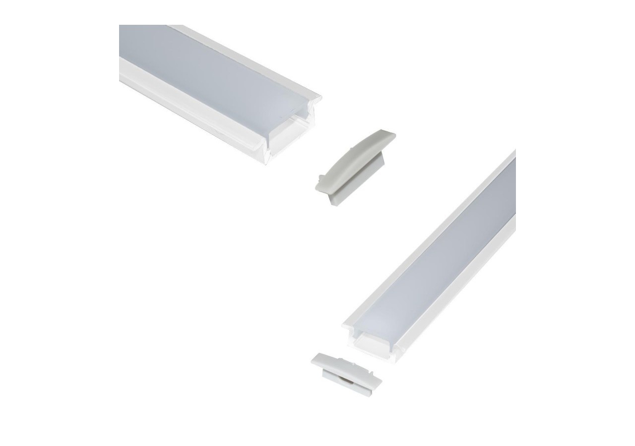 Profilé encastré en aluminium pour bande LED avec diffuseur-23x8mm-2 embouts-2m - KPERF23X8-B - Barcelona LED