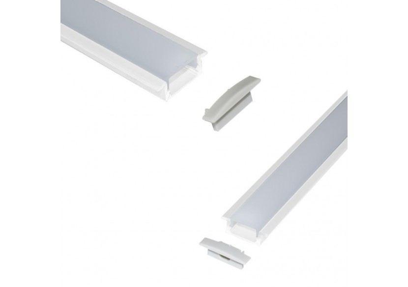 Profilé encastré en aluminium pour bande LED avec diffuseur-23x8mm-2 embouts-2m - KPERF23X8-B - Barcelona LED Profilé encastré en aluminium pour bande LED avec diffuseur-23x8mm-2 embouts-2m - KPERF23X8-B - Barcelona LED