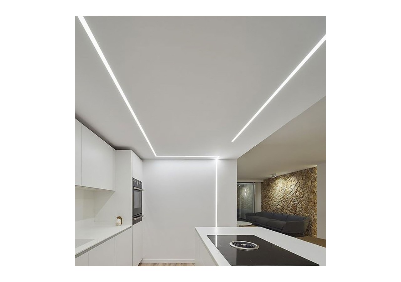 Profilé encastré en aluminium pour bande LED avec diffuseur-23x8mm-2 embouts-2m - KPERF23X8-B - Barcelona LED