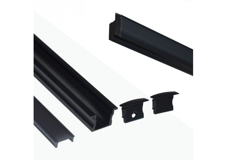 Profilé encastré en aluminium pour bande LED avec diffuseur-23x15mm-2 embouts-2m - KPERF23X15-N - Barcelona LED