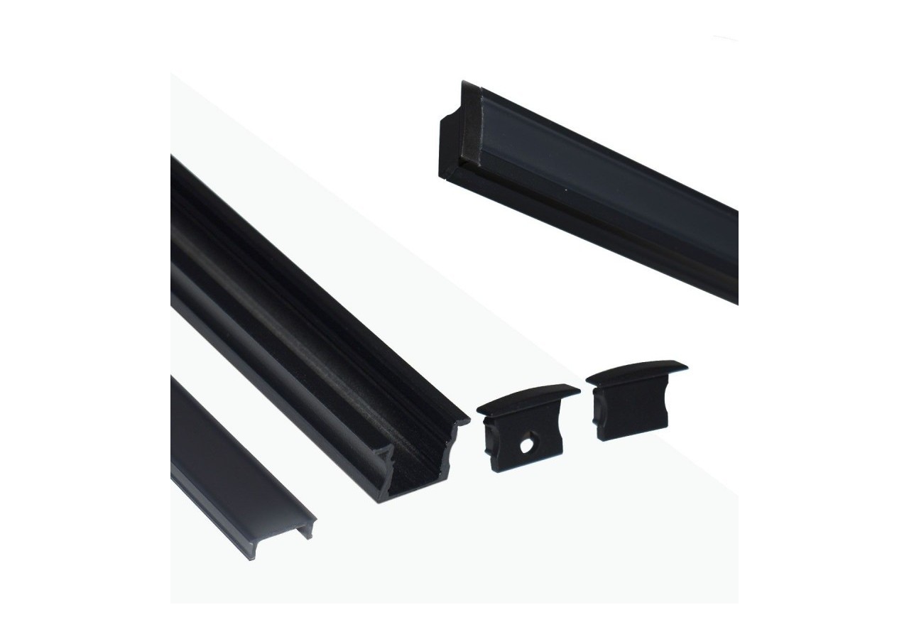 Profilé encastré en aluminium pour bande LED avec diffuseur-23x15mm-2 embouts-2m - KPERF23X15-N - Barcelona LED