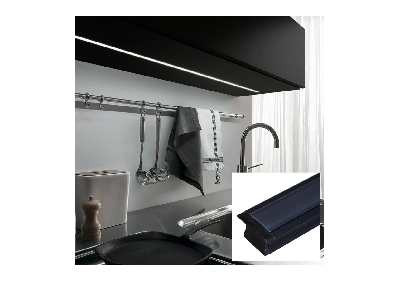 Profilé encastré en aluminium pour bande LED avec diffuseur-23x15mm-2 embouts-2m - KPERF23X15-N - Barcelona LED