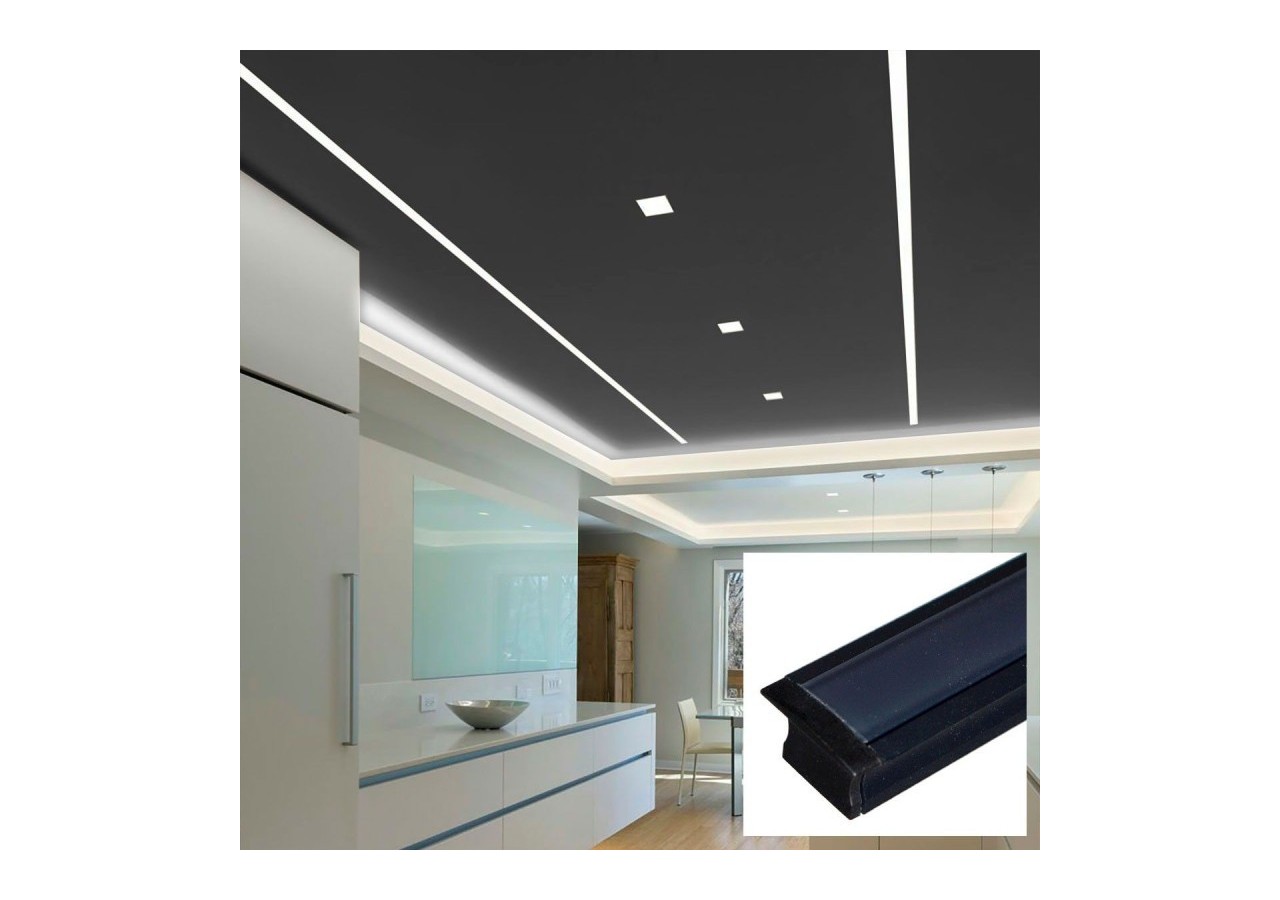 Profilé encastré en aluminium pour bande LED avec diffuseur-23x15mm-2 embouts-2m - KPERF23X15-N - Barcelona LED