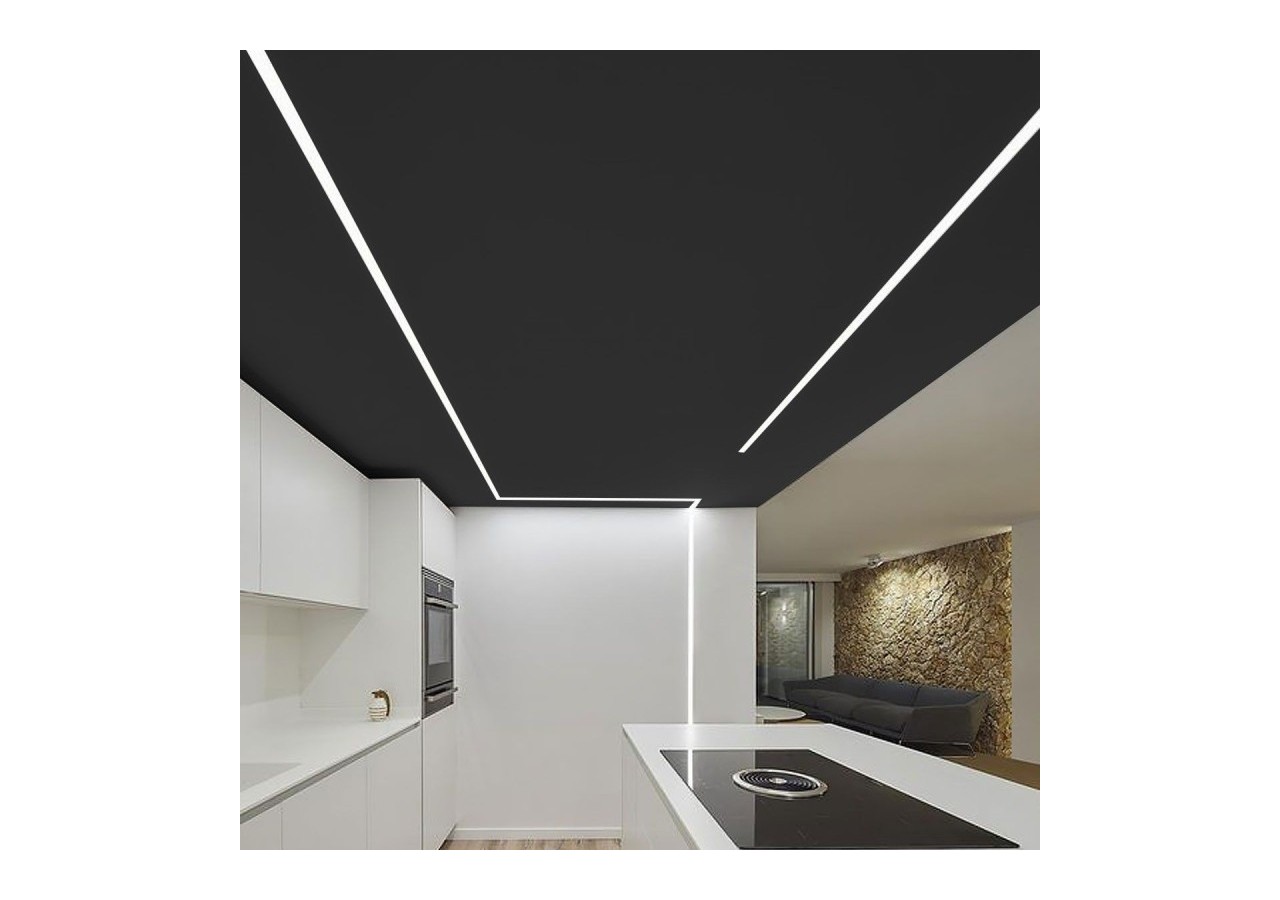 Profilé encastré en aluminium pour bande LED avec diffuseur-23x15mm-2 embouts-2m - KPERF23X15-N - Barcelona LED
