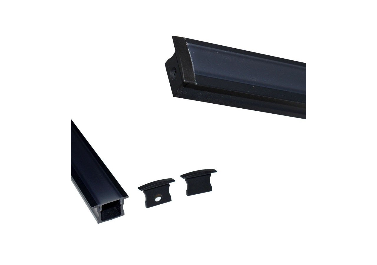 Profilé encastré en aluminium pour bande LED avec diffuseur-23x15mm-2 embouts-2m - KPERF23X15-N - Barcelona LED