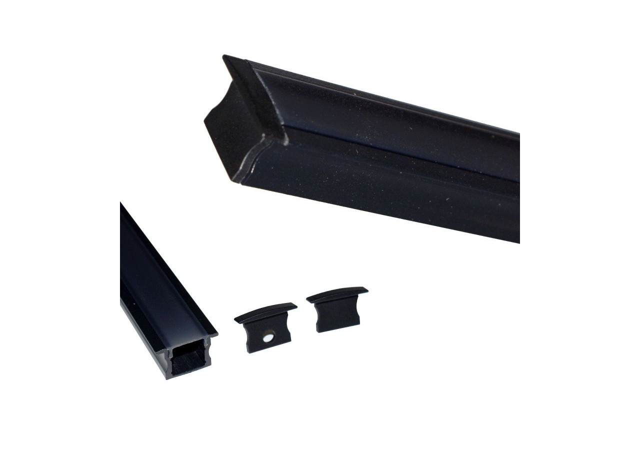 Profilé encastré en aluminium pour bande LED avec diffuseur-23x15mm-2 embouts-2m - KPERF23X15-N - Barcelona LED