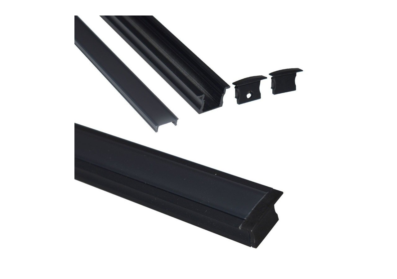 Profilé encastré en aluminium pour bande LED avec diffuseur-23x15mm-2 embouts-2m - KPERF23X15-N - Barcelona LED