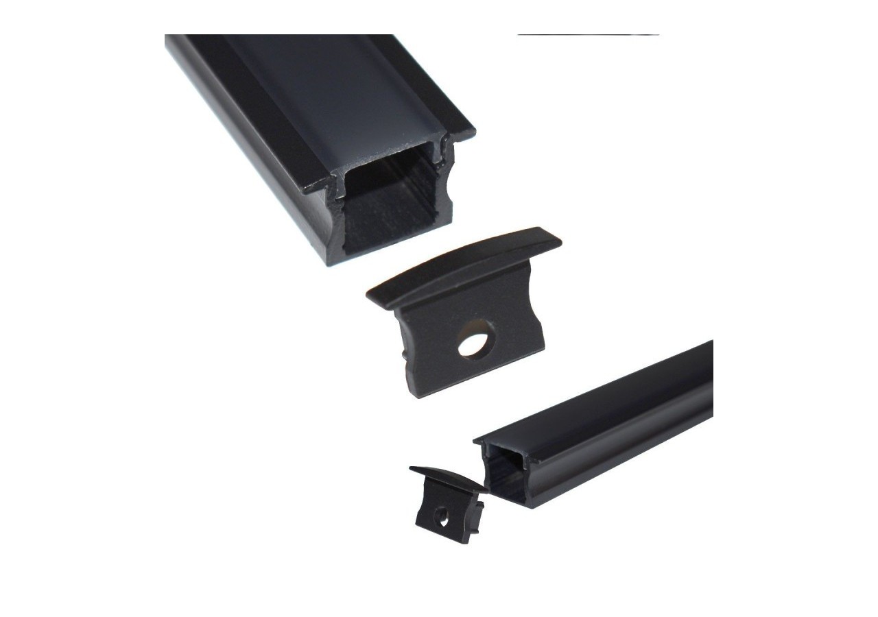 Profilé encastré en aluminium pour bande LED avec diffuseur-23x15mm-2 embouts-2m - KPERF23X15-N - Barcelona LED