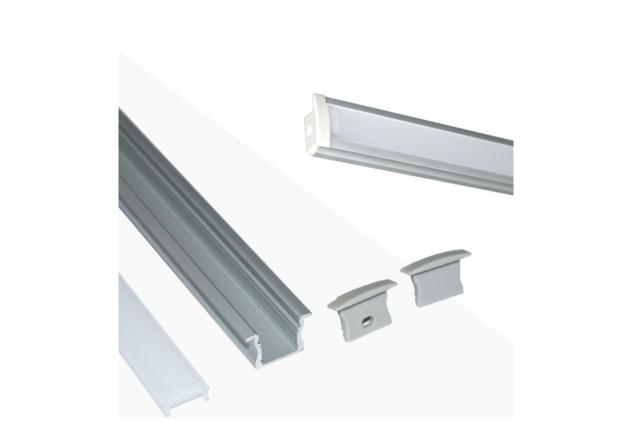 Profilé encastré en aluminium pour bande LED avec diffuseur-23x15mm-2 embouts-2m - KPERF23X15-P - Barcelona LED