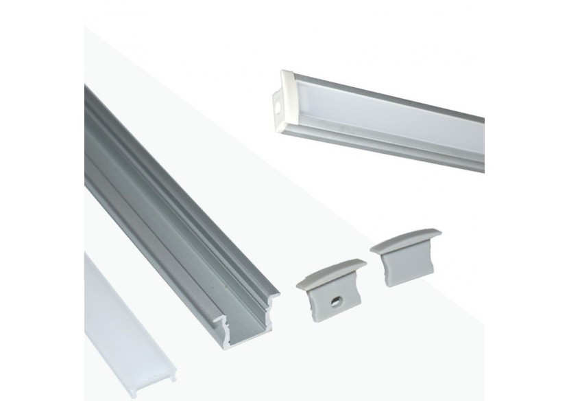Profilé encastré en aluminium pour bande LED avec diffuseur-23x15mm-2 embouts-2m - KPERF23X15-P - Barcelona LED Profilé encastré en aluminium pour bande LED avec diffuseur-23x15mm-2 embouts-2m - KPERF23X15-P - Barcelona LED