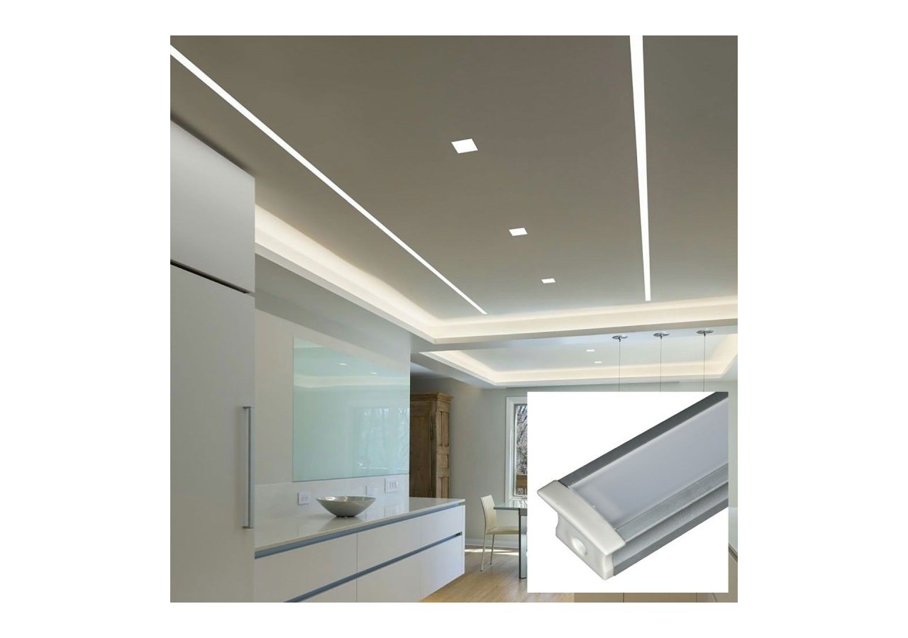 Profilé encastré en aluminium pour bande LED avec diffuseur-23x15mm-2 embouts-2m - KPERF23X15-P - Barcelona LED