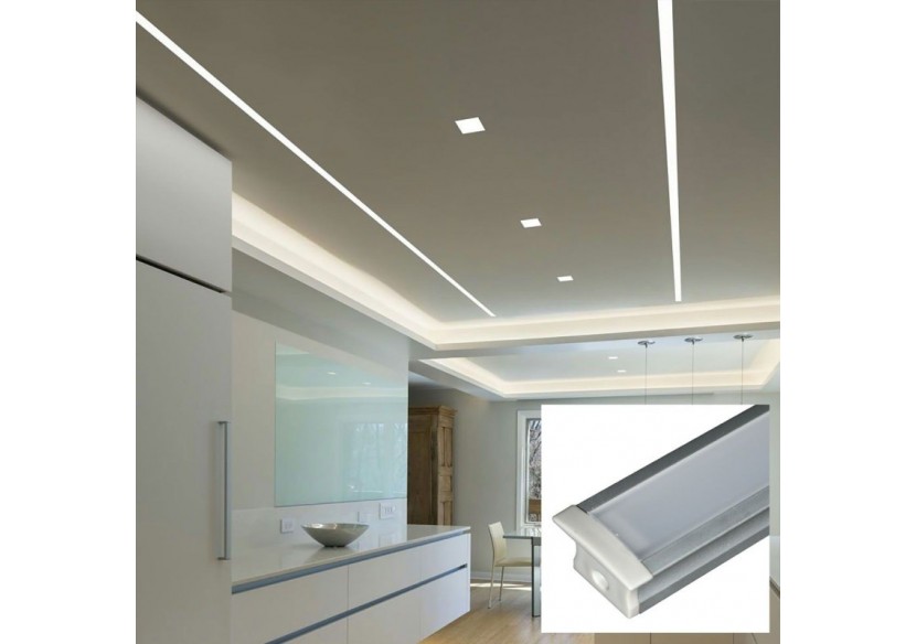 Profilé encastré en aluminium pour bande LED avec diffuseur-23x15mm-2 embouts-2m - KPERF23X15-P - Barcelona LED Profilé encastré en aluminium pour bande LED avec diffuseur-23x15mm-2 embouts-2m - KPERF23X15-P - Barcelona LED