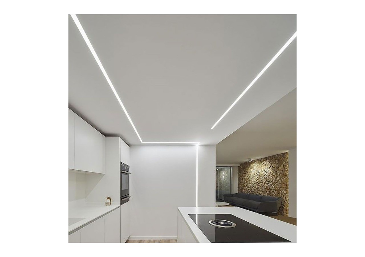 Profilé encastré en aluminium pour bande LED avec diffuseur-23x15mm-2 embouts-2m - KPERF23X15-P - Barcelona LED