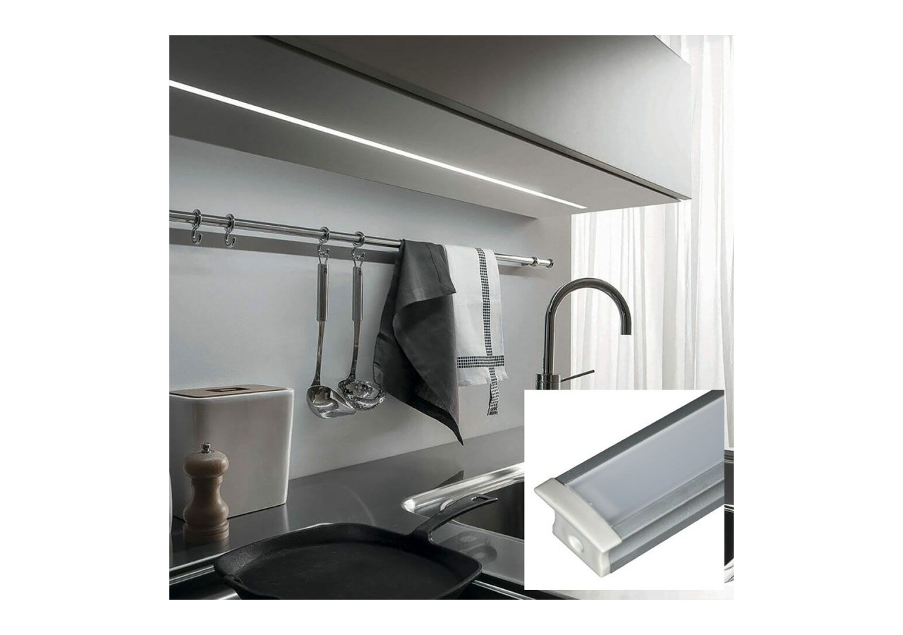 Profilé encastré en aluminium pour bande LED avec diffuseur-23x15mm-2 embouts-2m - KPERF23X15-P - Barcelona LED