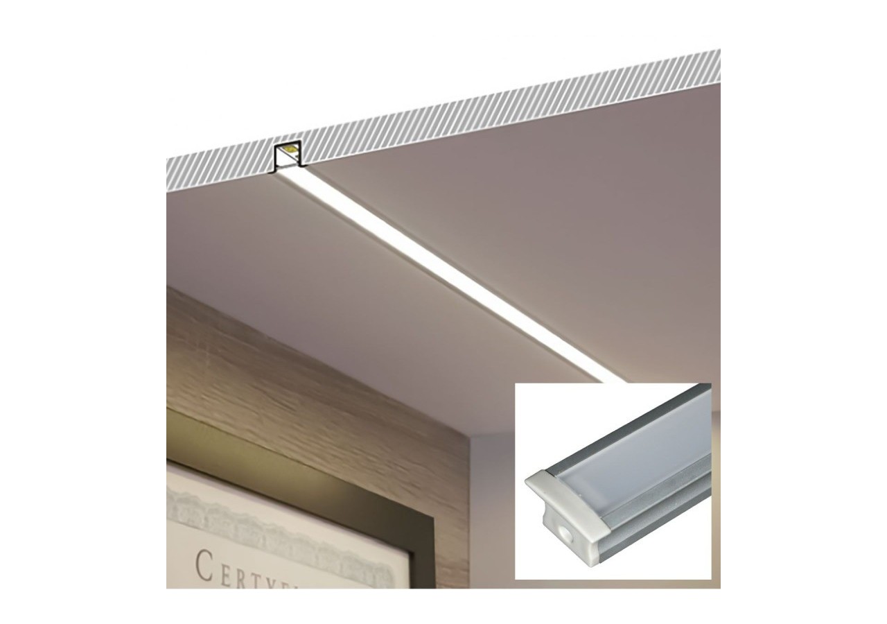 Profilé encastré en aluminium pour bande LED avec diffuseur-23x15mm-2 embouts-2m - KPERF23X15-P - Barcelona LED