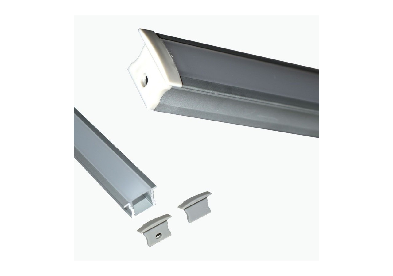 Profilé encastré en aluminium pour bande LED avec diffuseur-23x15mm-2 embouts-2m - KPERF23X15-P - Barcelona LED