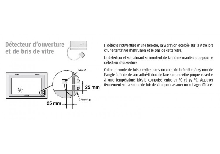 Détecteur d'ouverture et de bris de vitre (marron) : Confort'Mat 2